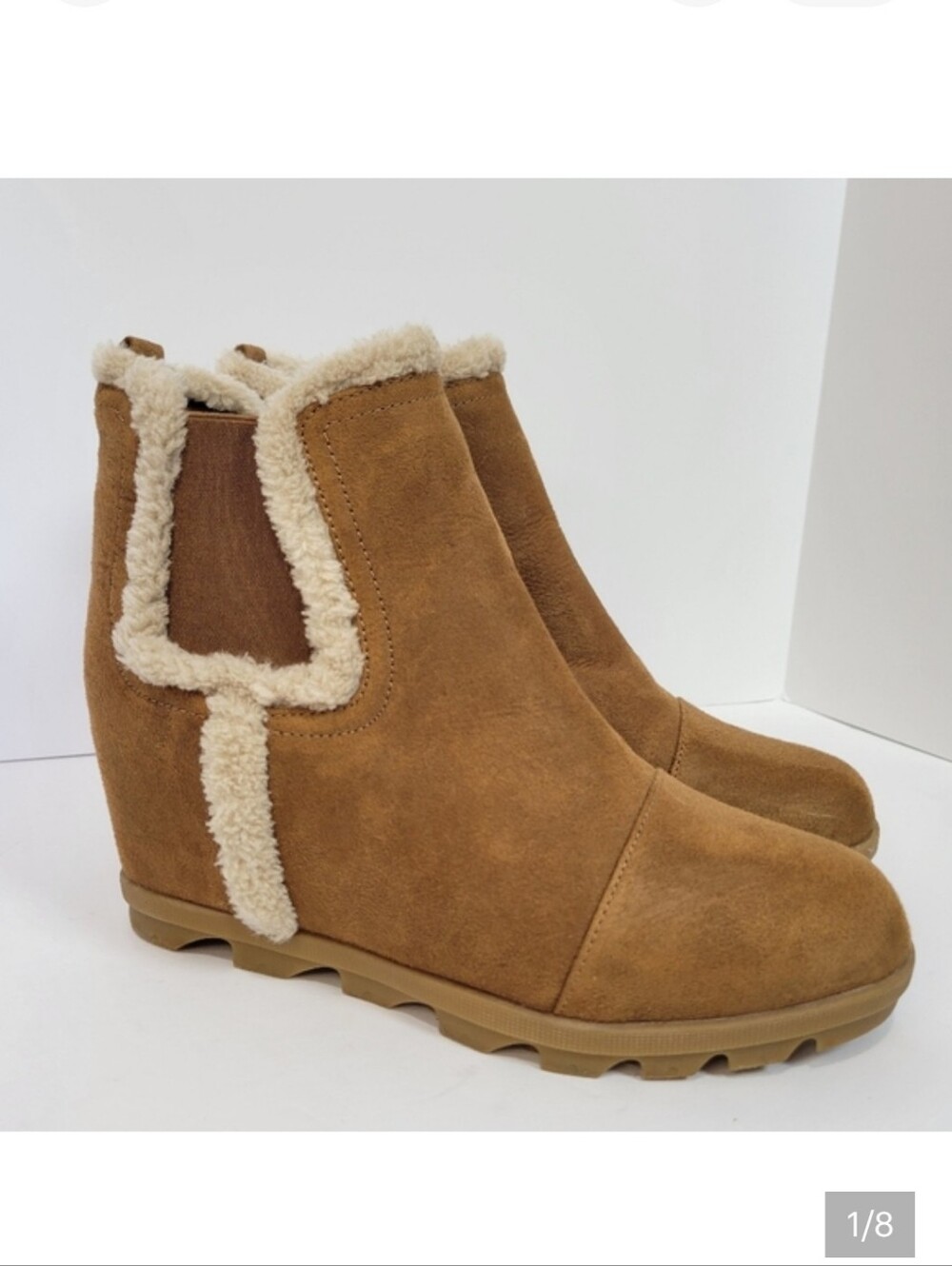Sugar Haylei Brown Suede Wedge Fur Trimmed Booties